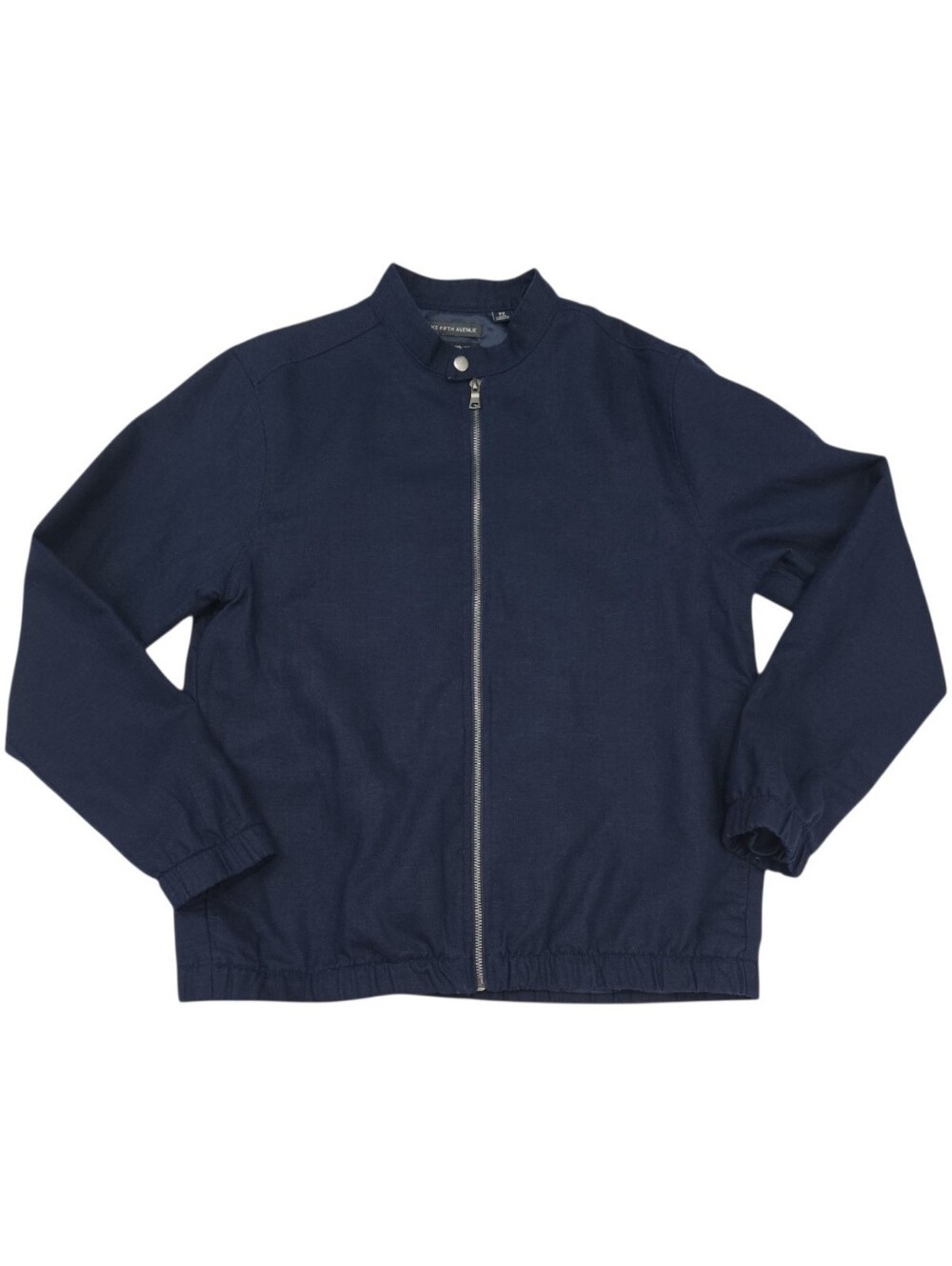 Saks Fifth Avenue Men's Medium Navy Cotton Linen Blend Full Zip Bomber Jacket